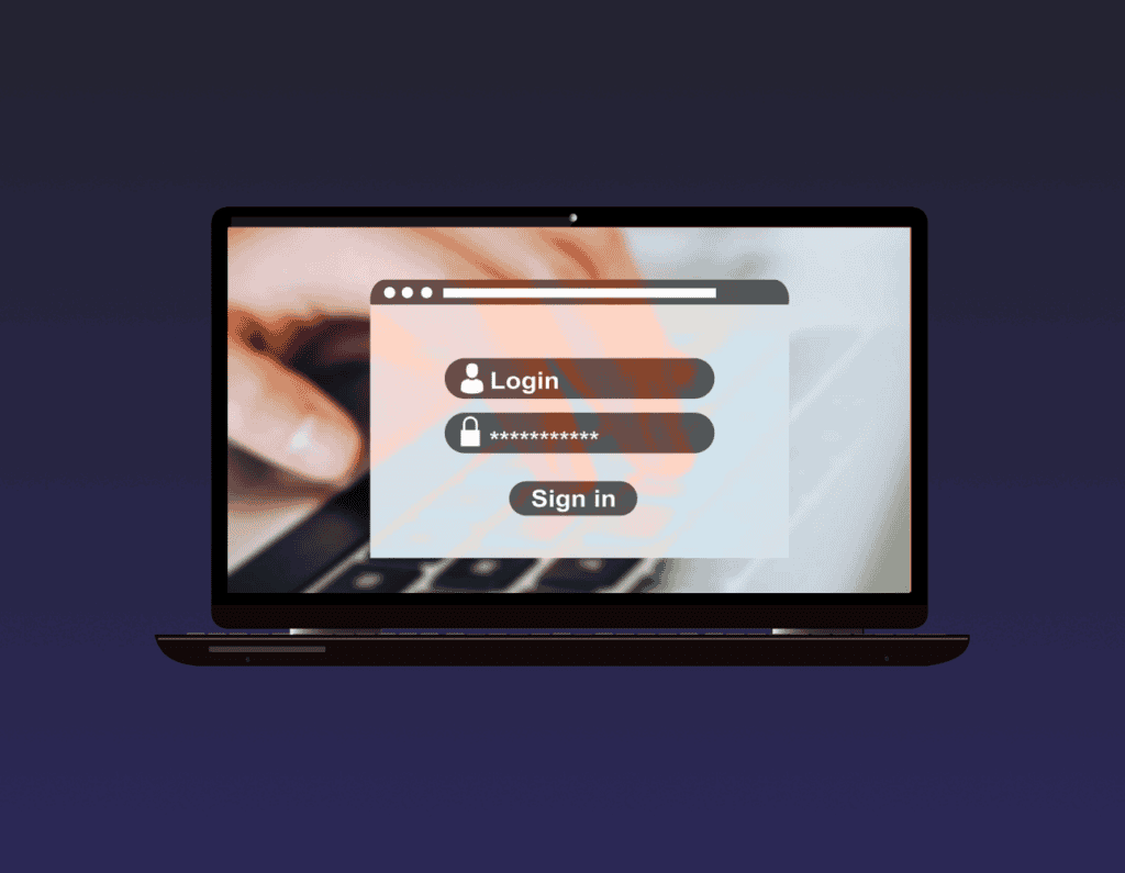 opened laptop showing a Login form on its screen