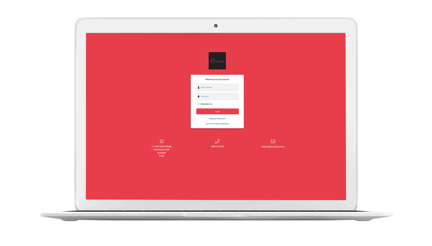opened laptop showing customer portal of Trucell on the screen