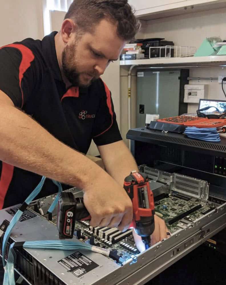 Trucell CTO fixing a server