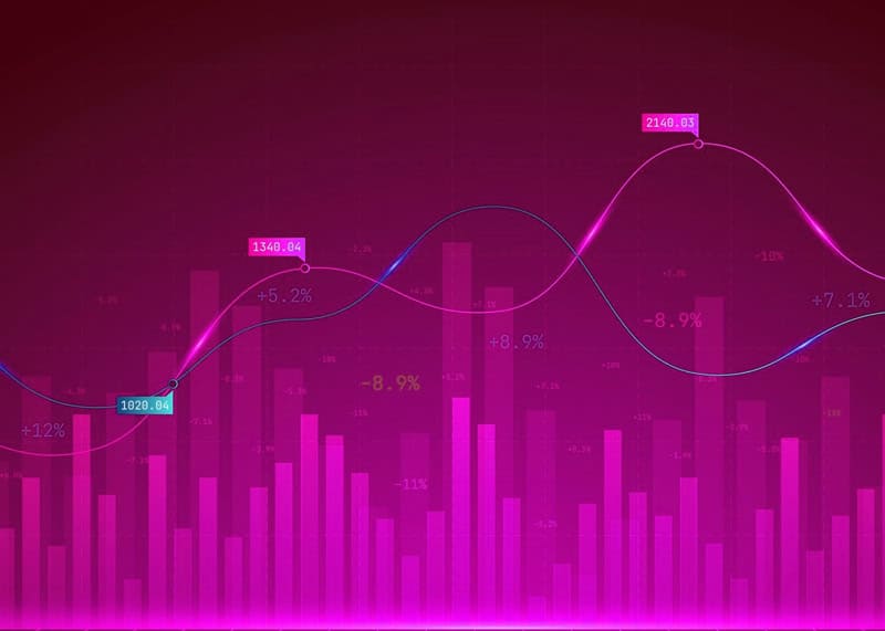 Stock market chart with IT integration in accounting and finance, illustrating data analytics and financial trends.