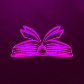 opened book drawing using glowing pink lines